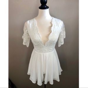 White lace Hello Molly romper NWT